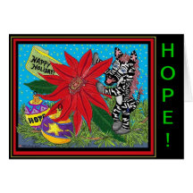 ¡Tarjeta de Pointsettia de la esperanza de la cebr