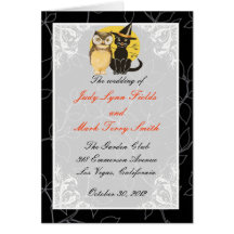 Tarjeta de programa del boda de Halloween del gato