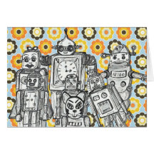 Tarjeta de regalo de la familia 3 del robot