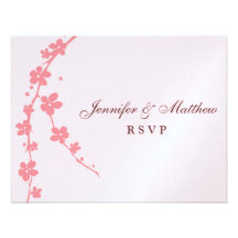Tarjeta de RSVP de la silueta de la rama de Sakura Invitacion Personal