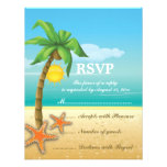Tarjeta de RSVP del boda de playa de la palmera y  Comunicado