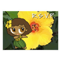 Tarjeta de RSVP del chica de Hula de las mieles de Comunicado Personalizado