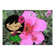 Tarjeta de RSVP del chica de Hula de las mieles de Comunicado Personal