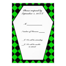 Tarjeta de RSVP del ébano de Damier (cal) Invitación