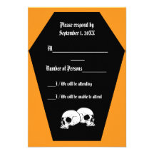 Tarjeta de RSVP del ébano del ataúd (naranja) Anuncios