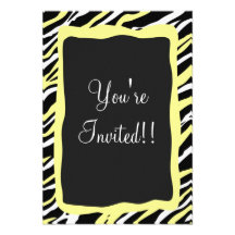 Tarjeta de RSVP del estampado de zebra - amarillo Invitación Personalizada