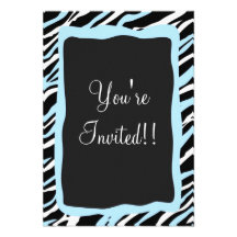 Tarjeta de RSVP del estampado de zebra - azul Invitación