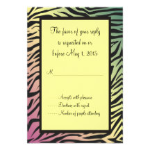 Tarjeta de RSVP del estampado de zebra del arco ir Invitaciones Personales