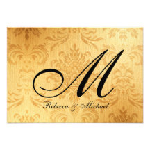 Tarjeta de RSVP del monograma del oro del vintage Comunicados Personalizados