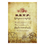 Tarjeta de Steampunk RSVP del Victorian con los so Comunicados Personales