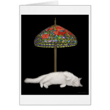 Tarjeta de Sunlamp del gato del vitral
