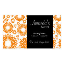 Tarjeta de visita anaranjada floral del vintage