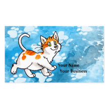Tarjeta de visita anaranjada y blanca del gatito