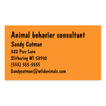 Tarjeta de visita animal del consultor del comport