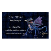 Tarjeta de visita azul de la fantasía del dragón