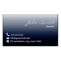 Tarjeta de visita azul de medianoche del novelista