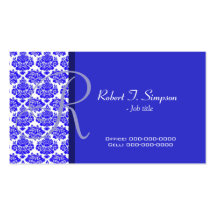 tarjeta de visita azul del damasco fresco, elegant