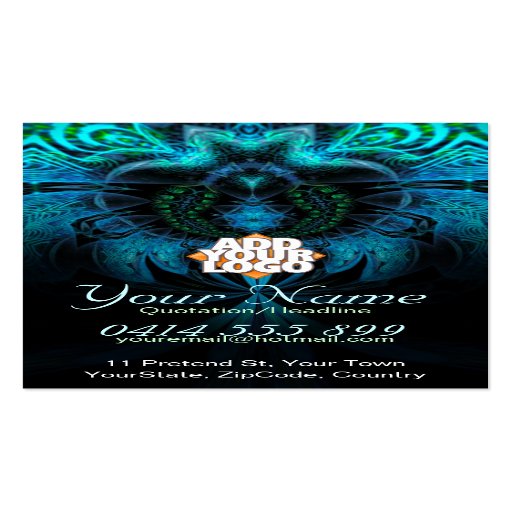 Tarjeta de visita azul del fractal de la viuda