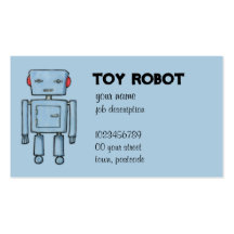 Tarjeta de visita azul del robot del juguete