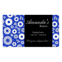 Tarjeta de visita azul profunda floral del verano