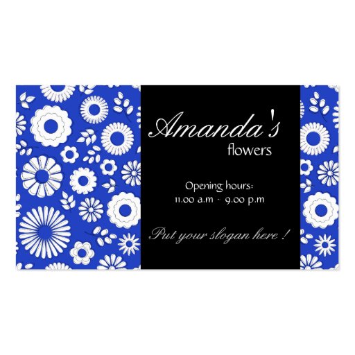 Tarjeta de visita azul profunda floral del verano