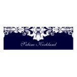 Tarjeta de visita barroca azul y blanca elegante