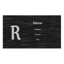 Tarjeta de visita biselada blanco y negro de "R"