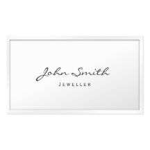 Tarjeta de visita blanca con clase de la joyería d
