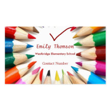 Tarjeta de visita colorida de los profesores de lo