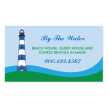 Tarjeta de visita de alquiler de la playa del faro