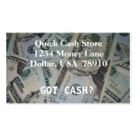 Tarjeta de visita de dinero