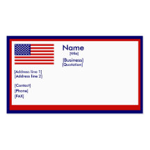 Tarjeta de visita de la bandera de Amerrican