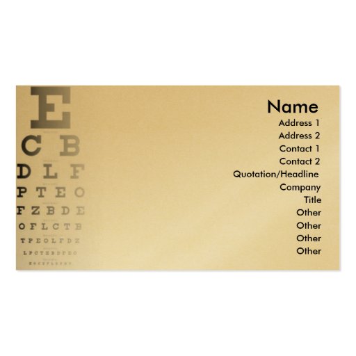 Tarjeta de visita de la carta de ojo