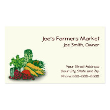 Tarjeta de visita de la comida sana del mercado de