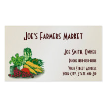 Tarjeta de visita de la comida sana del mercado de