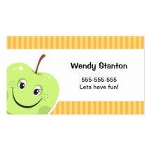 Tarjeta de visita de la manzana del dibujo animado