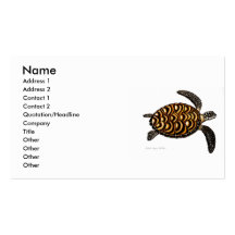 Tarjeta de visita de la tortuga de mar de Hawksbil