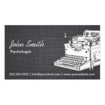 Tarjeta de visita de lino del psicólogo retro de l