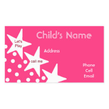 Tarjeta de visita de los niños de las estrellas