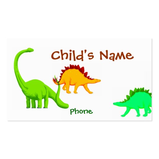 Tarjeta de visita de los niños del dinosaurio