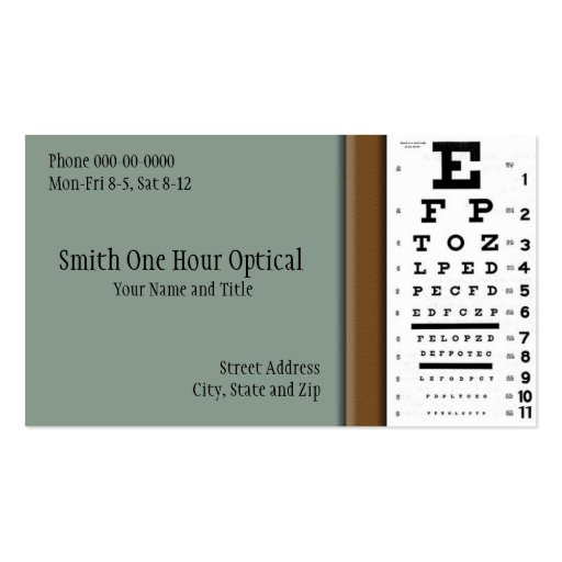 Tarjeta de visita de los optometristas