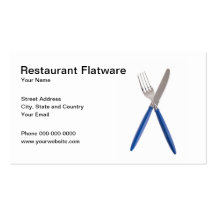 Tarjeta de visita de los platos y cubiertos del re