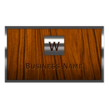 Tarjeta de visita de madera del monograma de acero