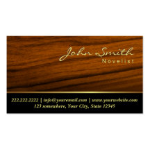 Tarjeta de visita de madera elegante del novelista
