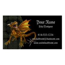 Tarjeta de visita de oro de la fantasía del dragón