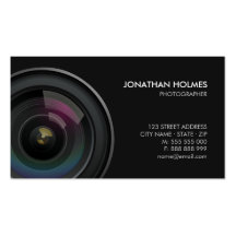 Tarjeta de visita del fotógrafo de la lente de cám