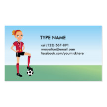 Tarjeta de visita del fútbol del chica