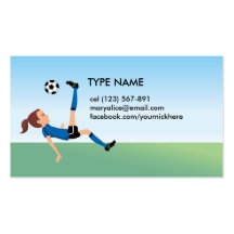 Tarjeta de visita del fútbol del chica