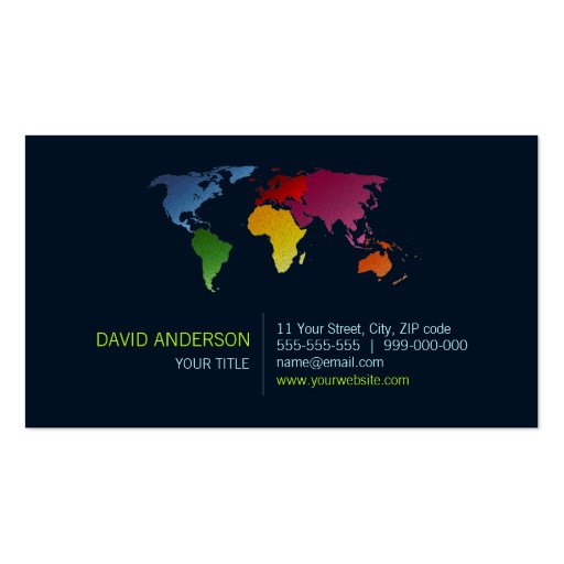 Tarjeta de visita del mapa del mundo