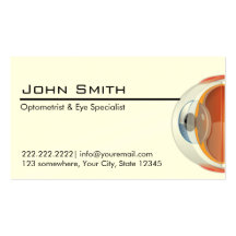 Tarjeta de visita del optometrista y del especiali